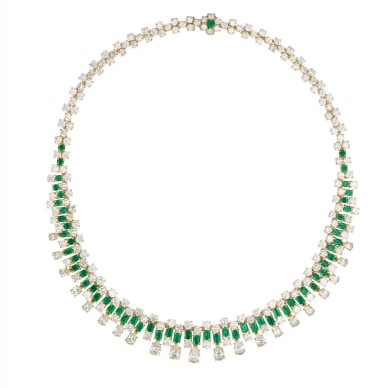 Harry Winston emerald and diamond necklace